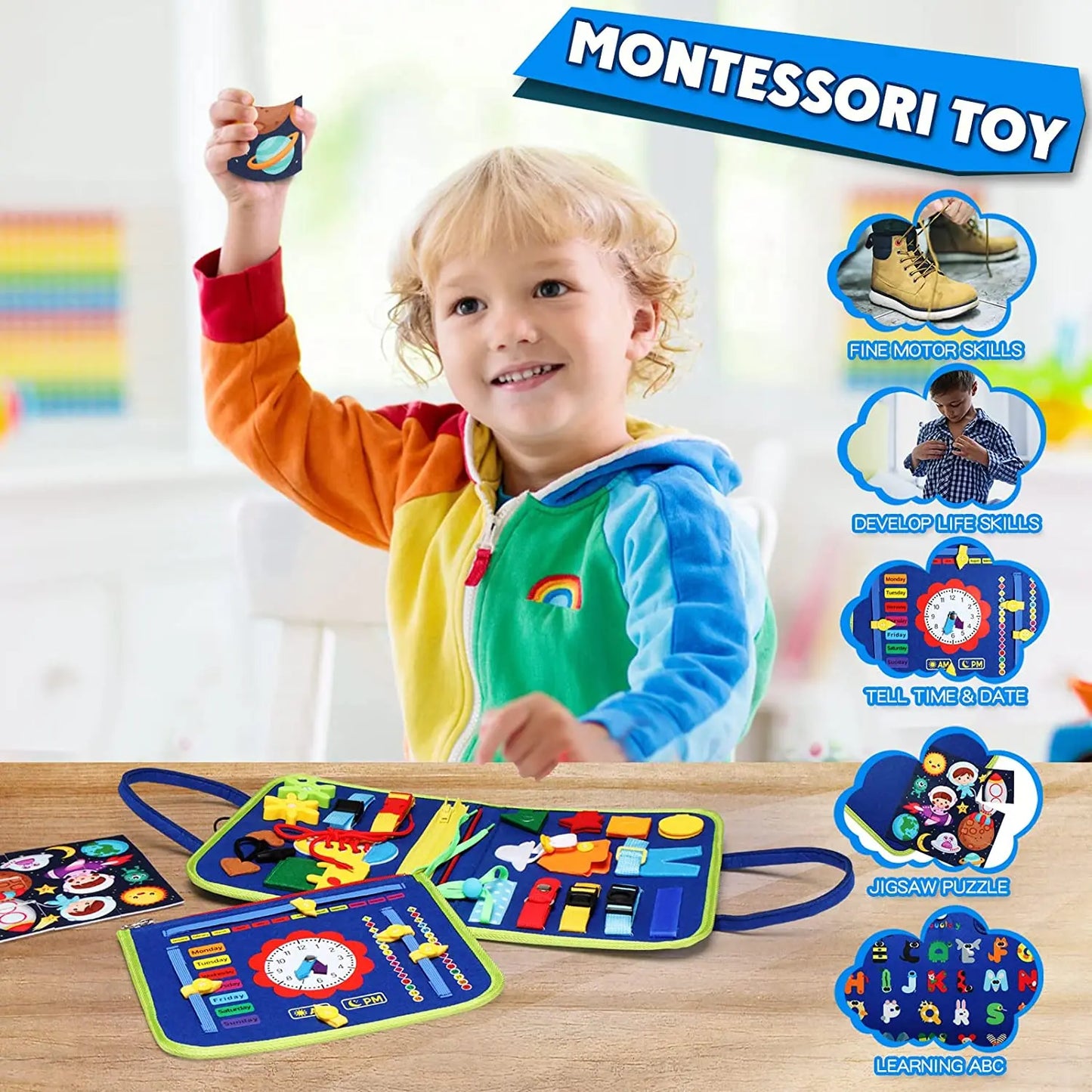 Montessori Busy Board – Educatief Sensorisch Speelgoed voor Peuters